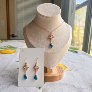 Boho Bridal Prom Jewelry Set Lake Blue Bridgerton Jewelry, Victorian, Romantic